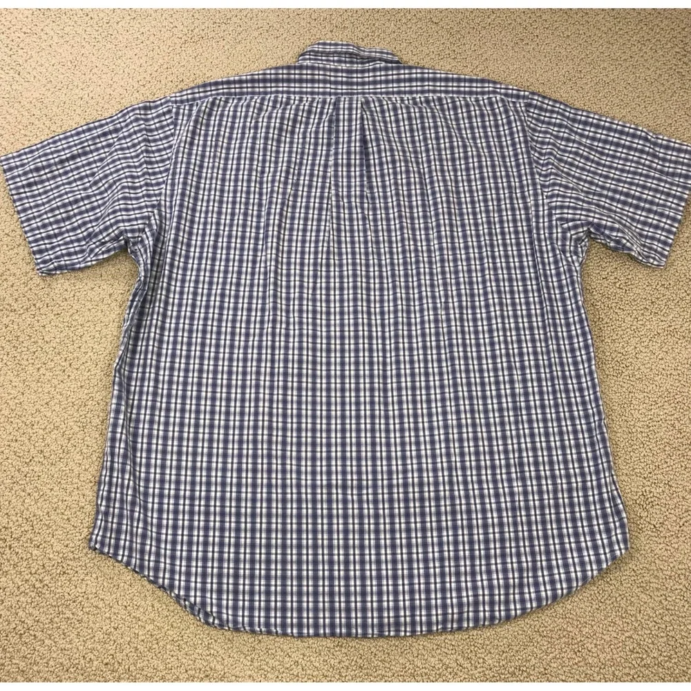 Ralph Lauren Blake Mens XL Blue White Check Cotton SS Button Down Shirt